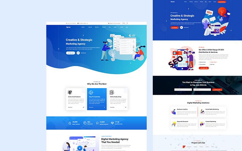 Responsivt Hpres-SEO Digital Marketing Hemsidemall #159020