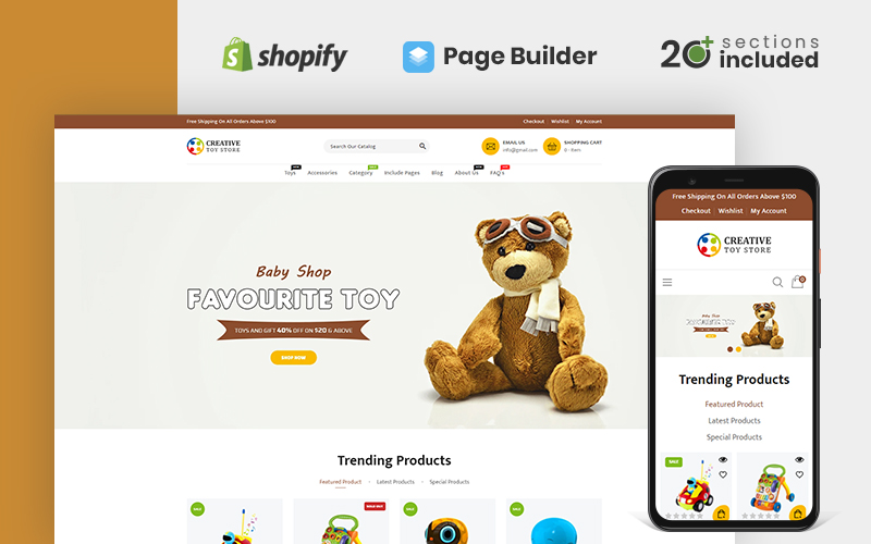 Reszponzív Creative Toy Store Shopify sablon 159026