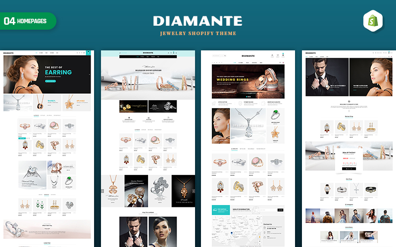 Reszponzív Diamante - Jewelry & Accessories Shopify sablon 159029