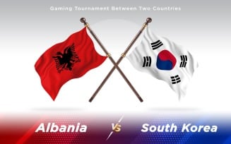 Albania versus South Korea Two Countries Flags - Illustration