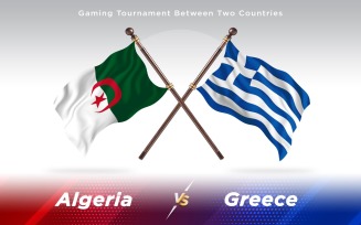 Algeria versus Greece Two Countries Flags - Illustration