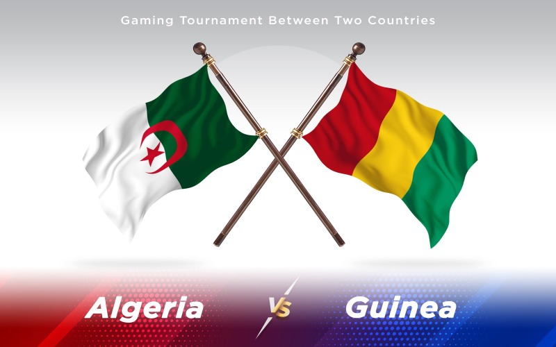 Algeria versus Guinea Two Countries Flags - Illustration