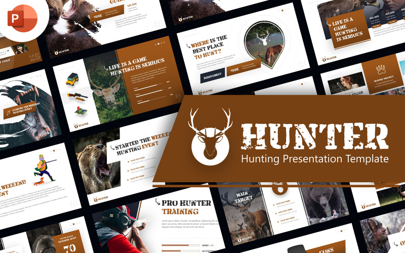 Hunter Hunting Presentation PowerPoint template PowerPoint Template