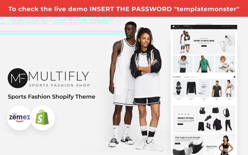 Template Shopify Responsive #159172 "Multilfy Sports Fashion Store"