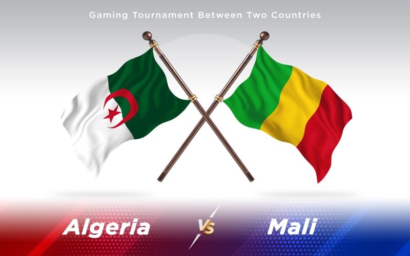 Albania versus Mali Two Countries Flags - Illustration
