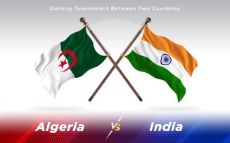 Algeria versus India Two Countries Flags - Illustration