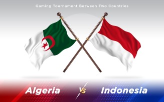 Algeria versus Indonesia Two Countries Flags - Illustration