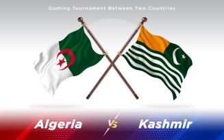 Algeria versus Kashmir Two Countries Flags - Illustration