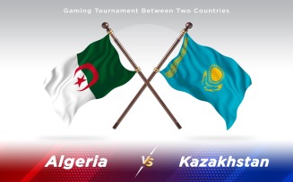 Algeria versus Kazakhstan Two Countries Flags - Illustration