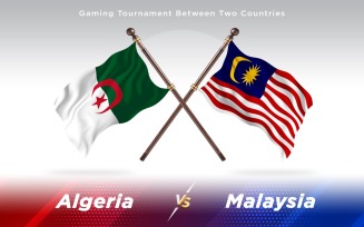 Algeria versus Malaysia Two Countries Flags - Illustration
