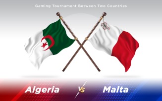 Algeria versus Malta Two Countries Flags - Illustration