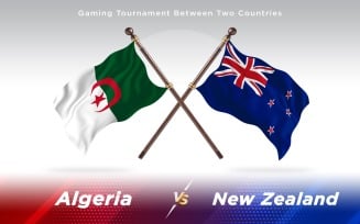 Algeria versus New Zealand Two Countries Flags - Illustration