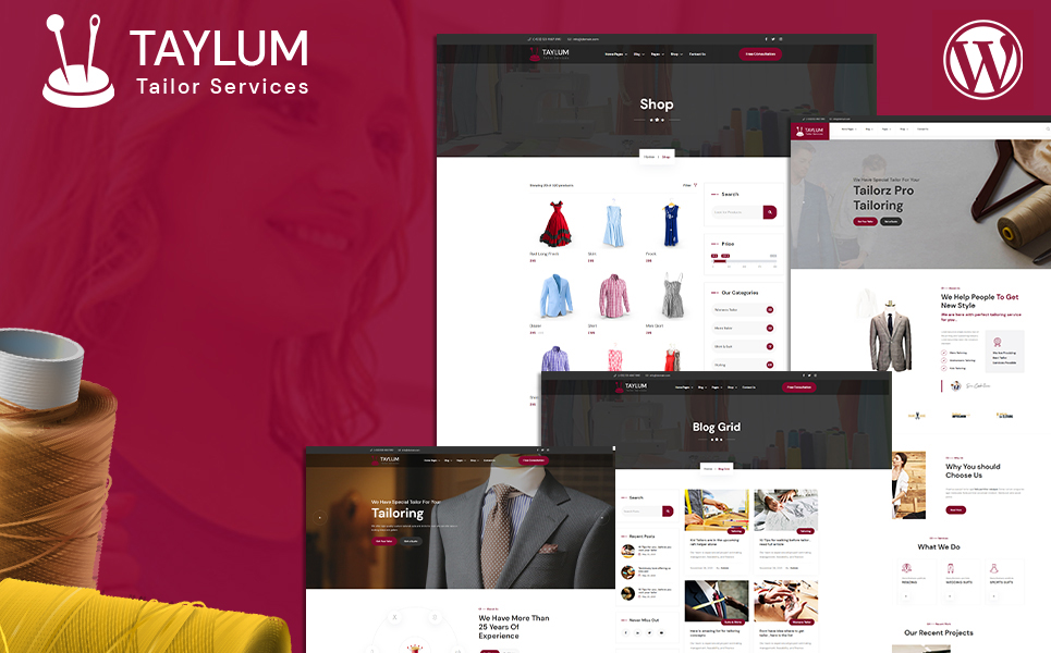 Taylum Stylish Custom Clothing Tailor WordPress  Themes 159340