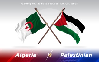 Algeria versus Palestinian Two Countries Flags - Illustration