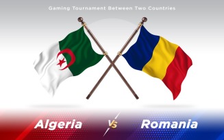 Algeria versus Romania Two Countries Flags - Illustration