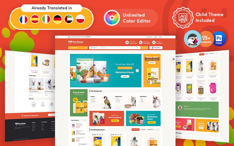 "Pet Food Shop Responsive" 响应式PrestaShop模板 #159346