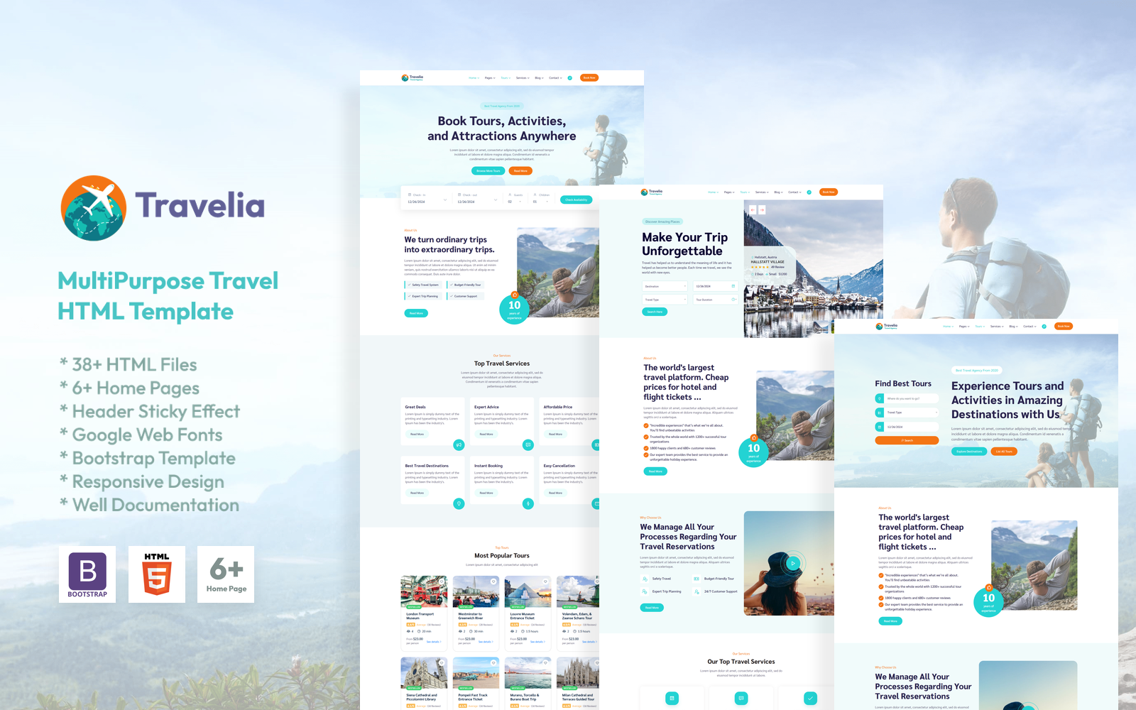 Responsive Travelia - Tour & Travel Agency Web Sitesi #159344