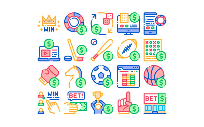 Betting And Gambling Collection Set Vector Icon Icon Set