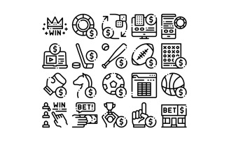 Betting And Gambling Collection Set Vector Icon