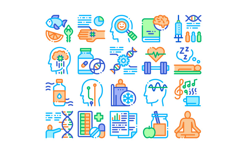 Biohacking Collection Elements Set Vector Icon Icon Set