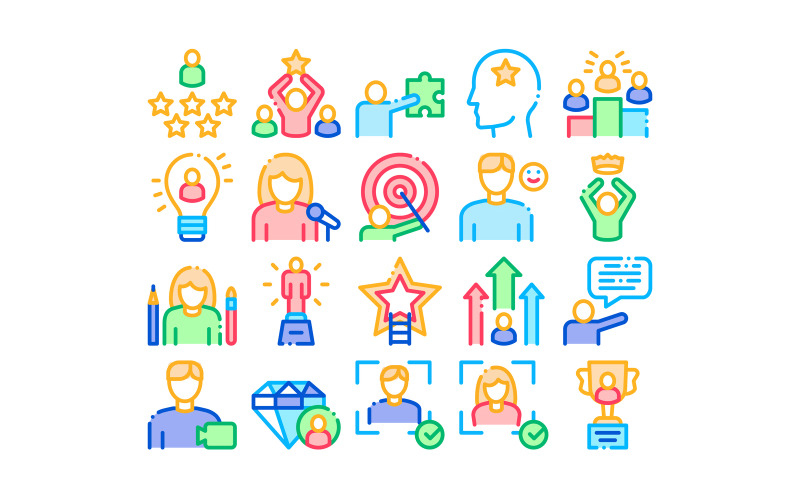Human Talent Collection Elements Set Vector Icon Icon Set
