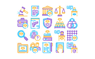 Law And Judgement Collection Set Vector Icon