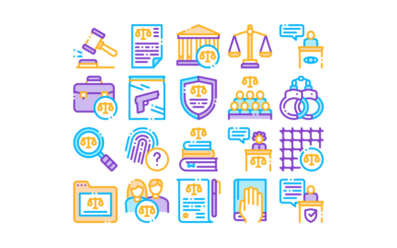 Law And Judgement Collection Set Vector Icon Icon Set