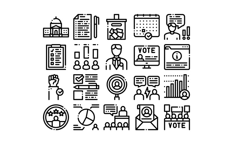 Voting And Election Collection Set Vector Icon Icon Set