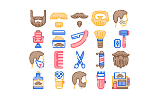Beard And Mustache Collection Set Vector Icon