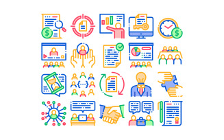 Contract Collection Elements Set Vector Icon