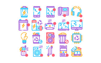Electrical Waste Tools Collection Set Vector Icon