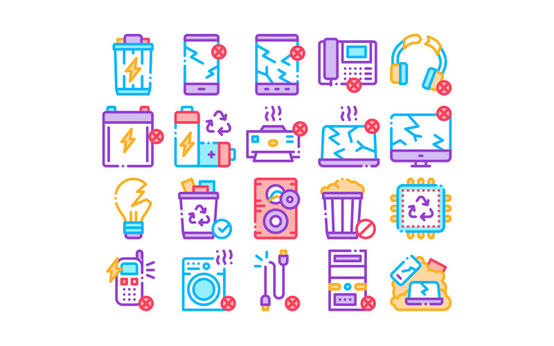 Electrical Waste Tools Collection Set Vector Icon Icon Set