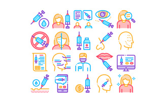 Injections Collection Elements Set Vector Icon