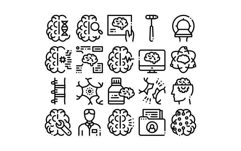 Neurology Medicine Collection Set Vector Icon Icon Set