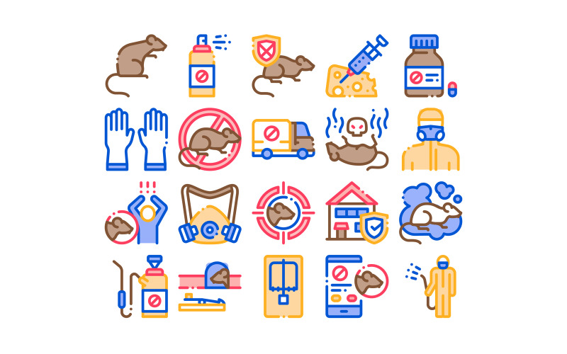 Rat Protect Collection Elements Set Vector Icon Icon Set