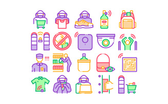 Shoplifting Collection Elements Set Vector Icon