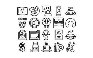 Sleeping Time Devices Collection Set Vector Icon