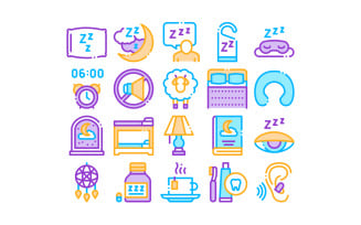 Sleeping Time Devices Collection Set Vector Icon