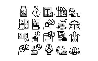 Pension Retirement Collection Set Vector Icon