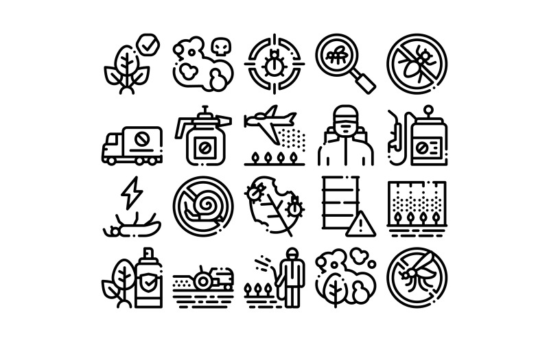 Pesticides Chemical Collection Set Vector Icon Icon Set