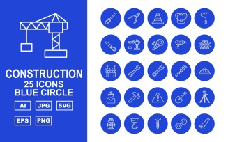 25 Premium Construction Blue Circle Pack Iconset