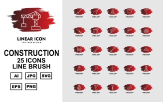 25 Premium Construction Line Brush Pack Icon Set