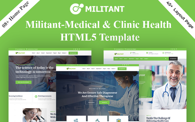 Responsive Militant - Medical & Clinic Health HTML5 Web Sitesi #159691