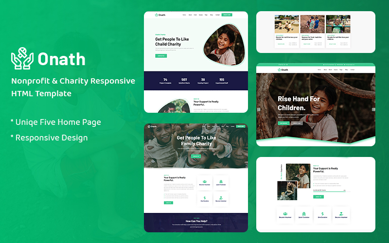 Responsive Onath - Nonprofit Charity Responsive Web Sitesi #159992