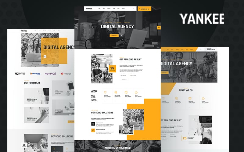 "Yankee - Digital Agency" Responsive WordPress thema №159982
