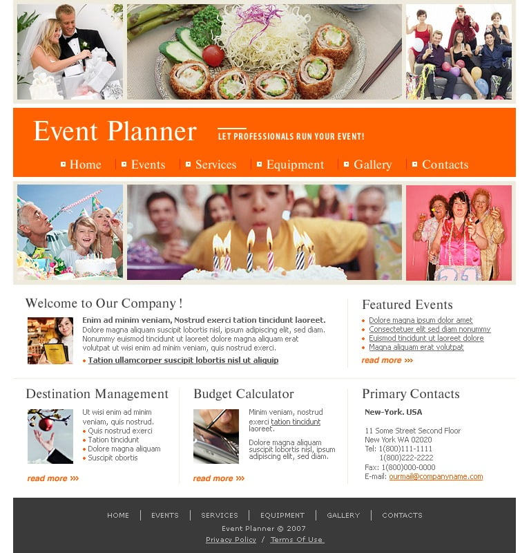 Event Planner Website Template #16024