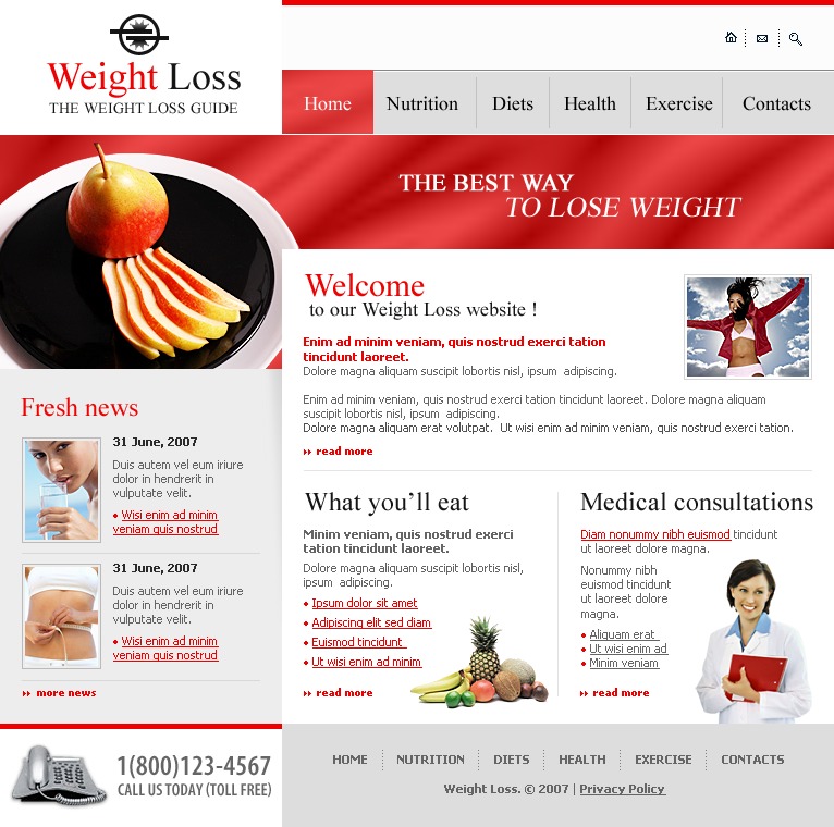 Weight Loss Website Template #16029