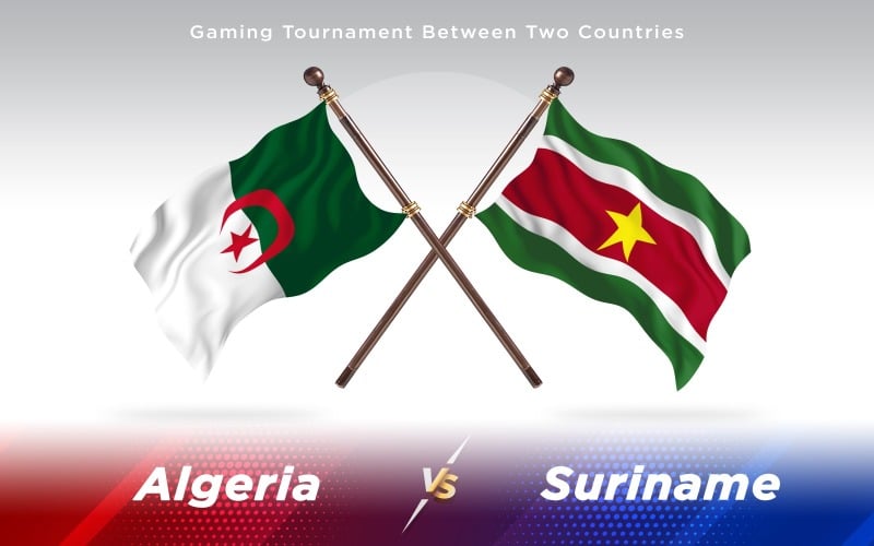 Algeria versus Suriname Two Countries Flags - Illustration