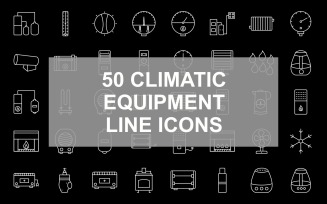 50 Climatic Equipment Line Inverted Icon Set