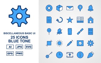 25 Premium Miscellaneous Blue Tone Icon Set